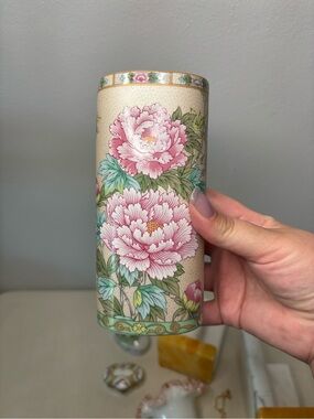 Vintage Lefton Floral Vase in Pink and Cream